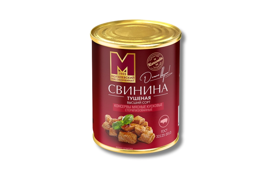 Консервы мясные кусковые стерилизованные "Свинина тушеная высший сорт" ГОСТ
